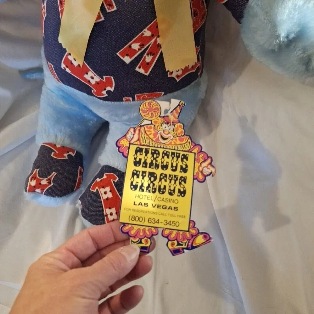 Circus Circus Plush Blue Mouse 70s Style Outfit Large 22" Yellow Bow With Tags - Picture 13 of 15